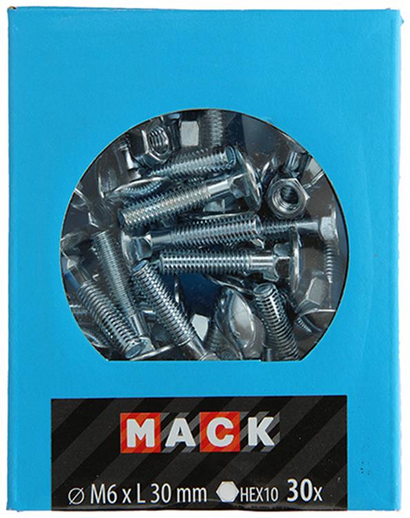 Load image into Gallery viewer, Mack 1020197 - houtbout + moer verzinkt 30 stm6 x 30 mm | 5 stuks