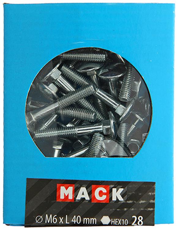 Load image into Gallery viewer, Mack 1020198 - houtbout + moer verzinkt 28 stm6 x 40 mm | 5 stuks