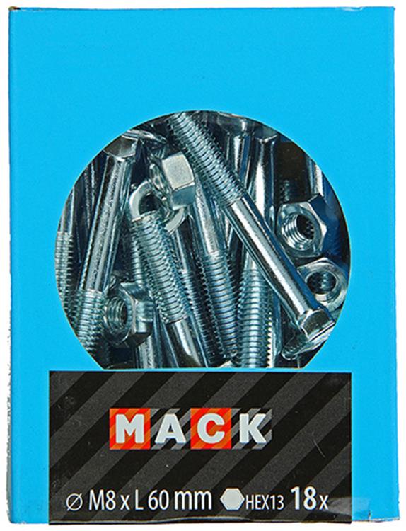 Load image into Gallery viewer, Mack 1020207 - houtbout + moer verzinkt 18 stm8 x 60 mm | 5 stuks