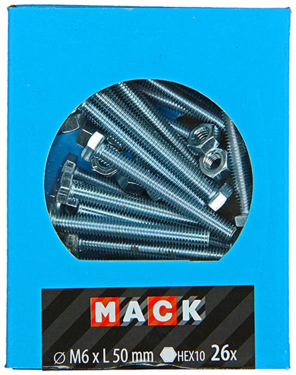 Load image into Gallery viewer, Mack 1020217 - tapbout + moer verzinkt 26 st m6 x 50 mm | 5 stuks