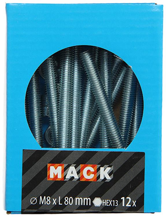 Afbeelding laden in galerijviewer, Mack 1020223 - tapbout + moer verzinkt 12 st m8 x 80 mm | 5 stuks