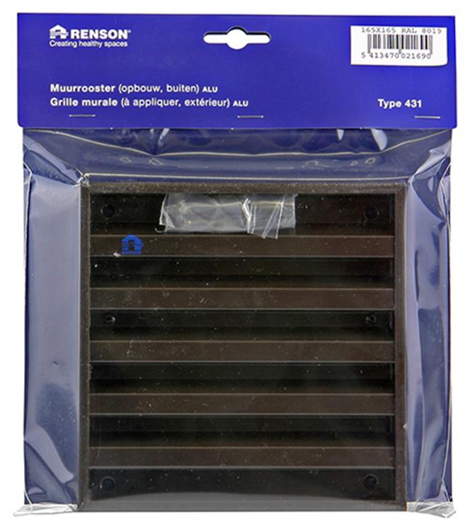 Load image into Gallery viewer, Renson 1006234 - muurrooster opbouw 431 alu ral8019 165x165mm | 2 stuks