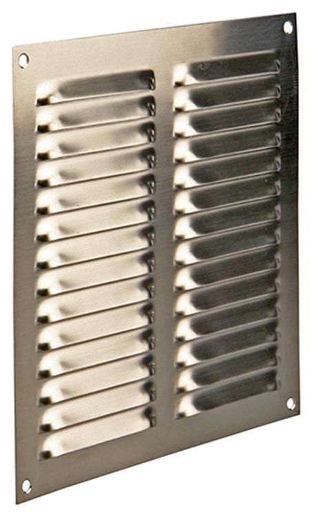Afbeelding laden in galerijviewer, Renson 1006359 - schoepenrooster vlak 438 inox 200x200mm | 5 stuks