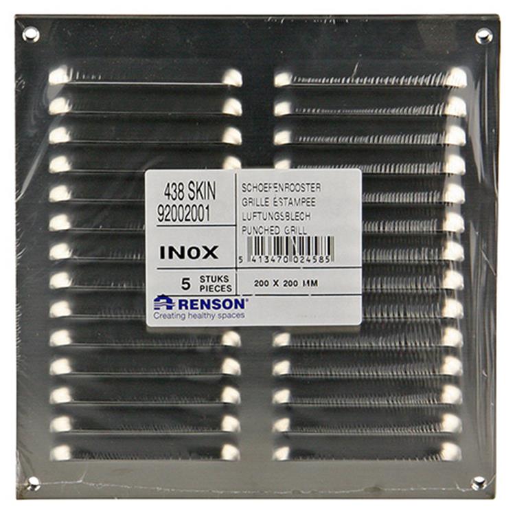 Afbeelding laden in galerijviewer, Renson 1006359 - schoepenrooster vlak 438 inox 200x200mm | 5 stuks
