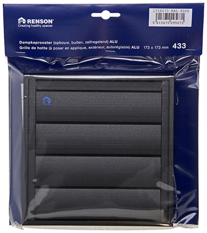 Afbeelding laden in galerijviewer, Renson 1057984 - dampkaprooster 433 (173x173) ral 9005 zwart | 2 stuks