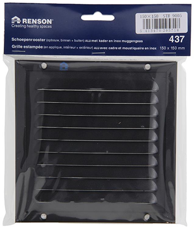 Load image into Gallery viewer, Renson 1057986 - opbouw schoepenr kader gaas 437 (150x150) ral 9005 zwart | 2 stuks
