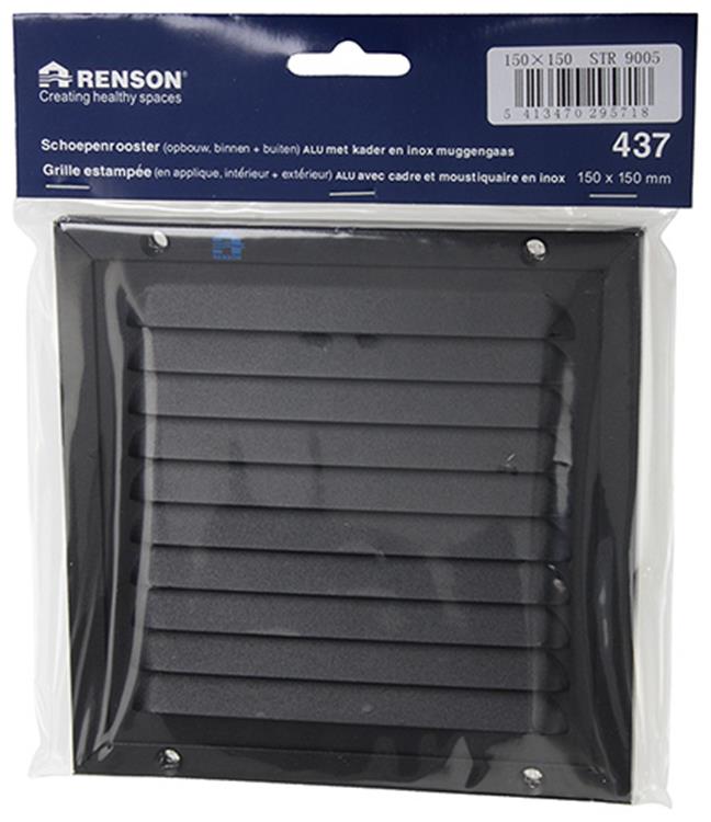 Load image into Gallery viewer, Renson 1057986 - opbouw schoepenr kader gaas 437 (150x150) ral 9005 zwart | 2 stuks