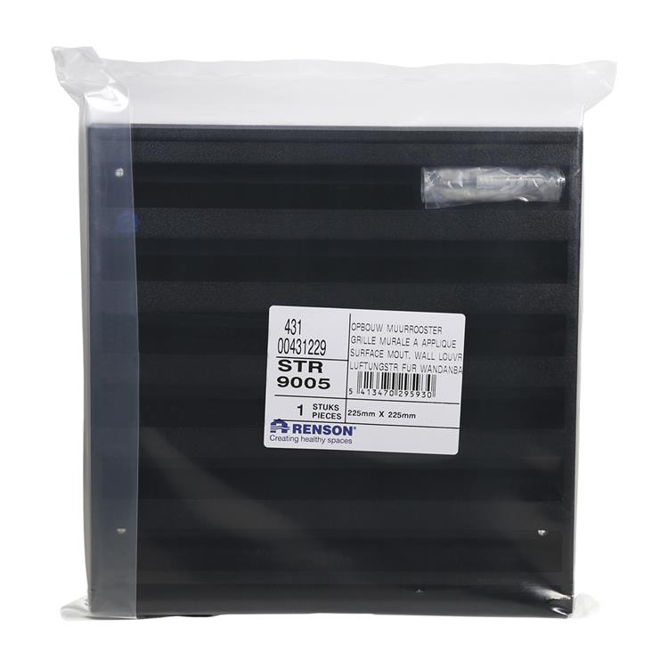 Load image into Gallery viewer, Renson 1058001 - opbouwmuurrooster met gaas 431 (225x225) str 9005 zwart | 2 stuks