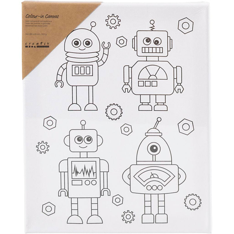 Load image into Gallery viewer, Creativ company schildercanvas met print robots - 24x30cm