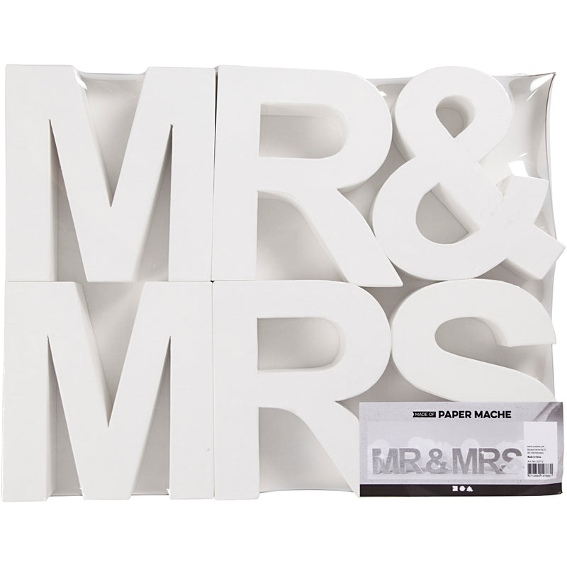 Afbeelding laden in galerijviewer, Https: www.cchobby.nl letters-mr-mrs-h-17-5-cm-d-4-5-cm-wit-1-set