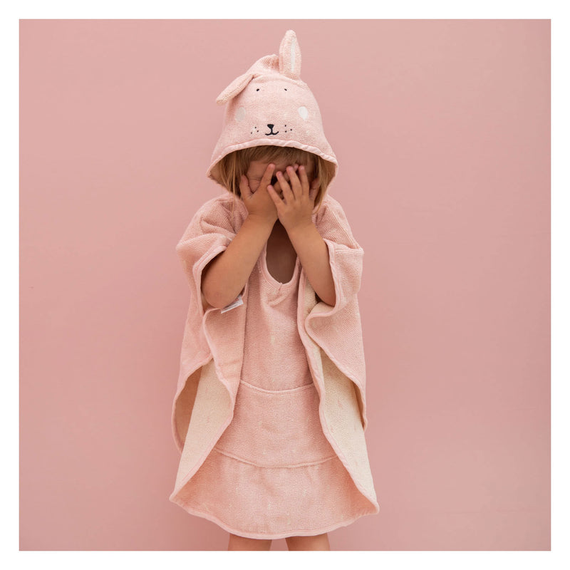Load image into Gallery viewer, Trixie poncho - mrs. rabbit - 100% biologisch katoen - badcape kind met capuchon - met leuke details