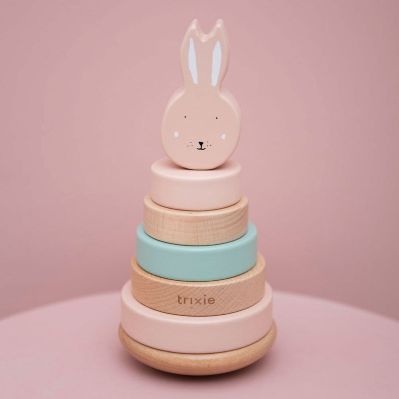 Load image into Gallery viewer, Trixie houten stapeltoren - mrs. rabbit - houten stacking toy - educatief speelgoed - voor jongens meisjes - roze