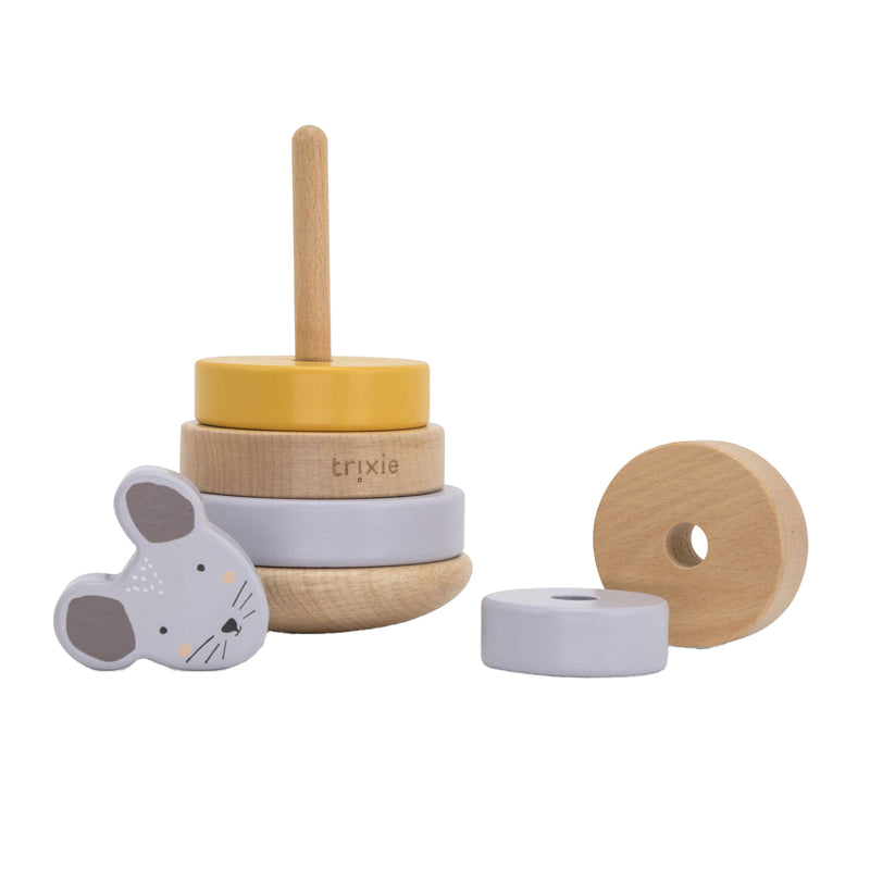 Load image into Gallery viewer, Trixie houten stapeltoren - mrs. mouse - houten stacking toy - educatief speelgoed - voor jongens meisjes - muis