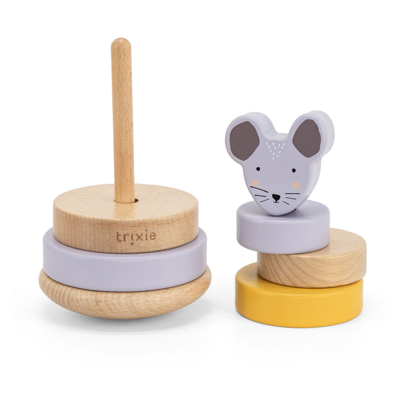 Load image into Gallery viewer, Trixie houten stapeltoren - mrs. mouse - houten stacking toy - educatief speelgoed - voor jongens meisjes - muis