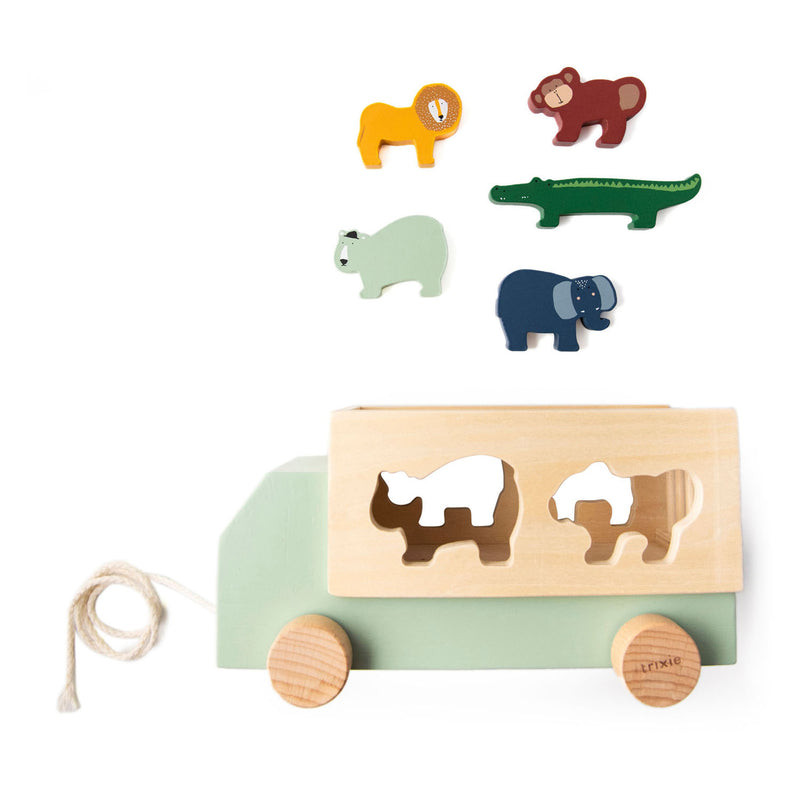 Afbeelding laden in galerijviewer, Trixie houten vormenstoof dierentruck, 6dlg.