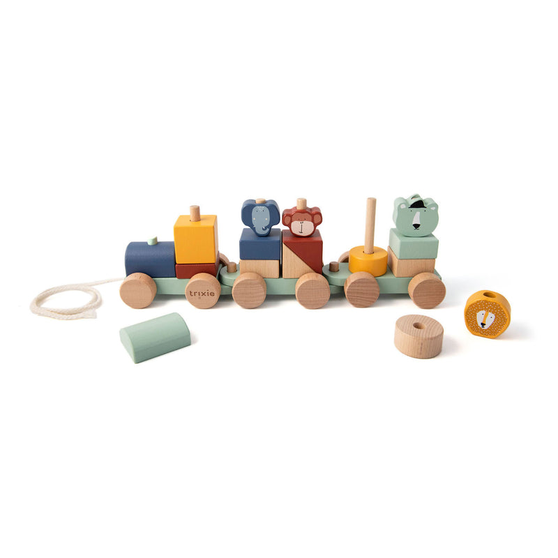 Load image into Gallery viewer, Trixie houten speelgoed - dieren trein - met bouwblokken - treinset met blokken - vanaf 1,5 jaar - voor jongens en meisjes - fsc