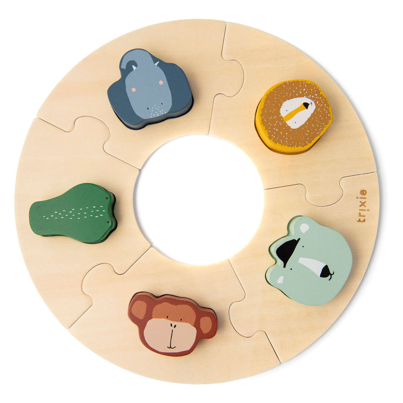 Load image into Gallery viewer, Trixie houten ronde puzzel dieren, 10st.