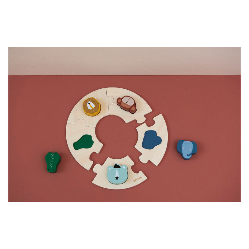 Load image into Gallery viewer, Trixie houten ronde puzzel dieren, 10st.