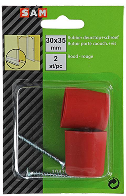 Load image into Gallery viewer, Mack 1047653 - deurstop rubber + schroef rood 30 x 35 mm 2 st pcs | 6 stuks