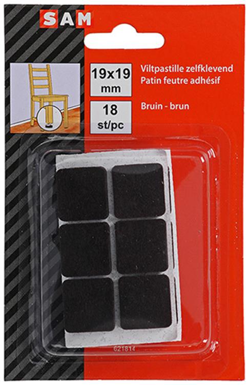 Load image into Gallery viewer, Mack 1047710 - viltpastille zelfklevend bruin 19 x 19 mm 18 st pcs | 12 stuks
