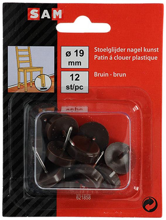Load image into Gallery viewer, Mack 1047711 - stoelglijder nagel kunststof bruin ø 19 mm 12 st pcs | 6 stuks