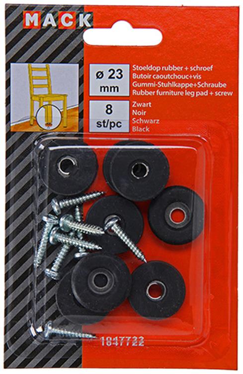 Load image into Gallery viewer, Mack 1047722 - stoeldop rubber + schroef zwart ø 23 mm 8 st pcs | 6 stuks