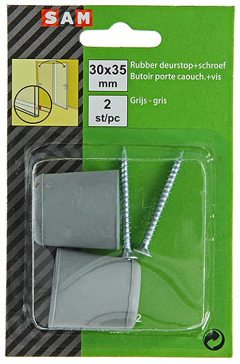 Load image into Gallery viewer, Mack 1047632 - deurstop rubber + schroef grijs 30 x 35 mm 2 st pcs | 6 stuks