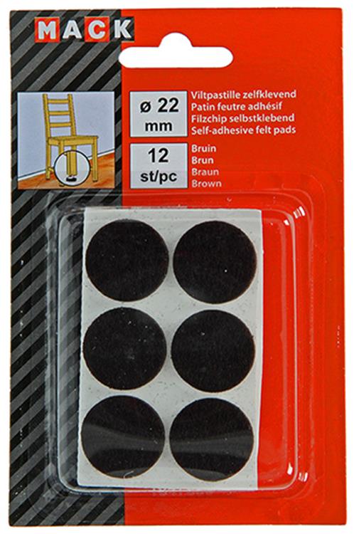 Load image into Gallery viewer, Mack 1047680 - viltpastille zelfklevend bruin ø 22 mm 12 st pcs | 12 stuks