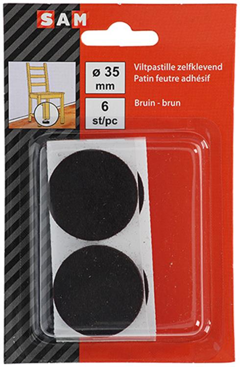 Load image into Gallery viewer, Mack 1047681 - viltpastille zelfklevend bruin ø 35 mm 6 st pcs | 12 stuks