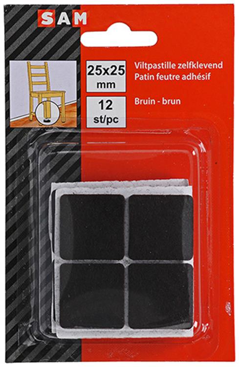 Load image into Gallery viewer, Mack 1047695 - viltpastille zelfklevend bruin 25 x 25 mm 12 st pcs | 12 stuks