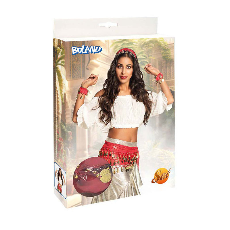 Load image into Gallery viewer, Boland belly dance set rood, 3dlg.