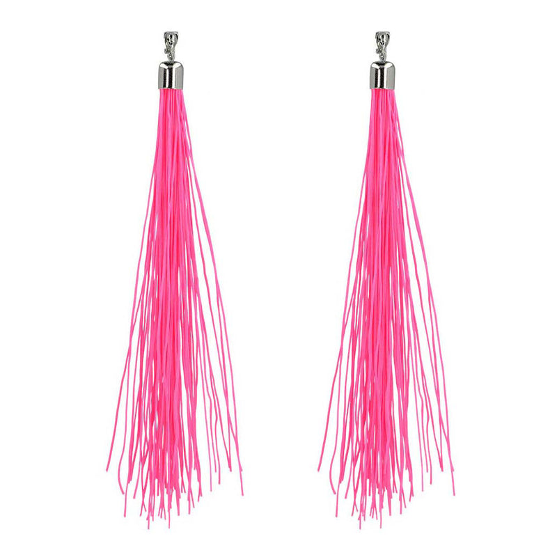 Load image into Gallery viewer, Boland oorbellen festival neon roze, 20cm