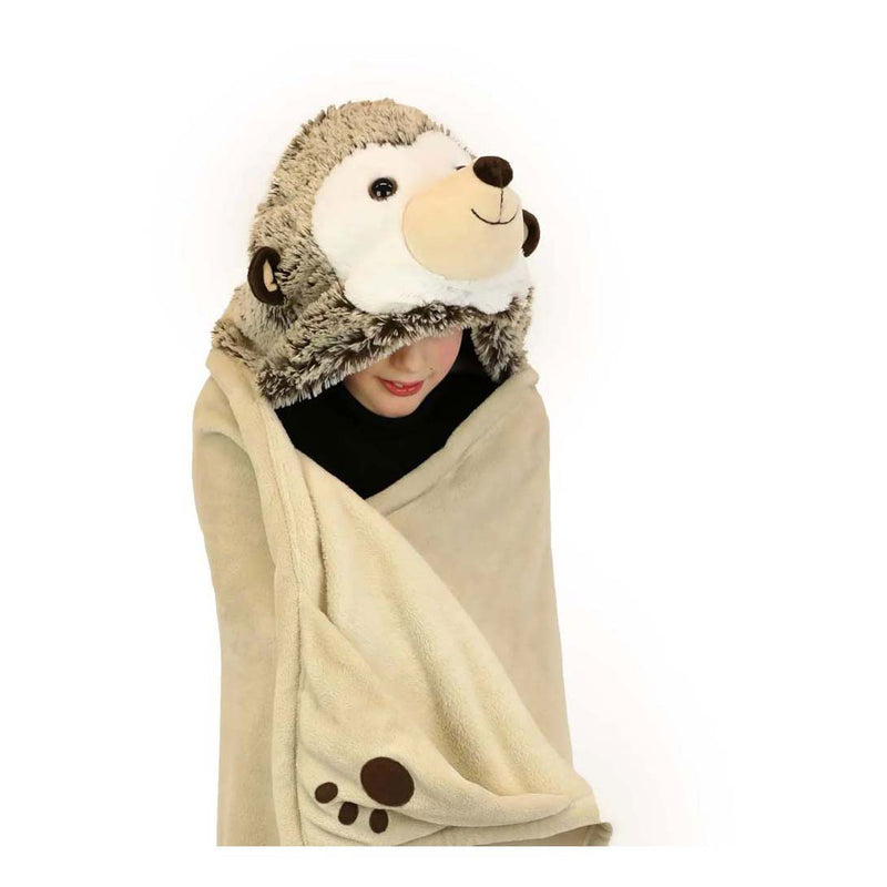 Load image into Gallery viewer, Noxxiez knuffeldeken met capuchon egel, 130x100cm