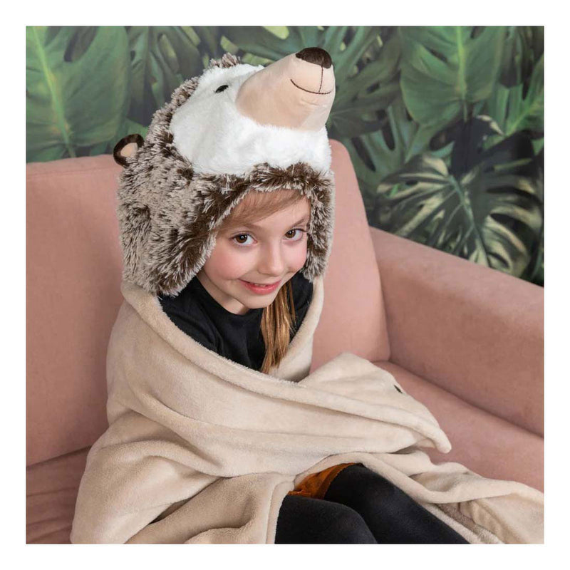 Load image into Gallery viewer, Noxxiez knuffeldeken met capuchon egel, 130x100cm