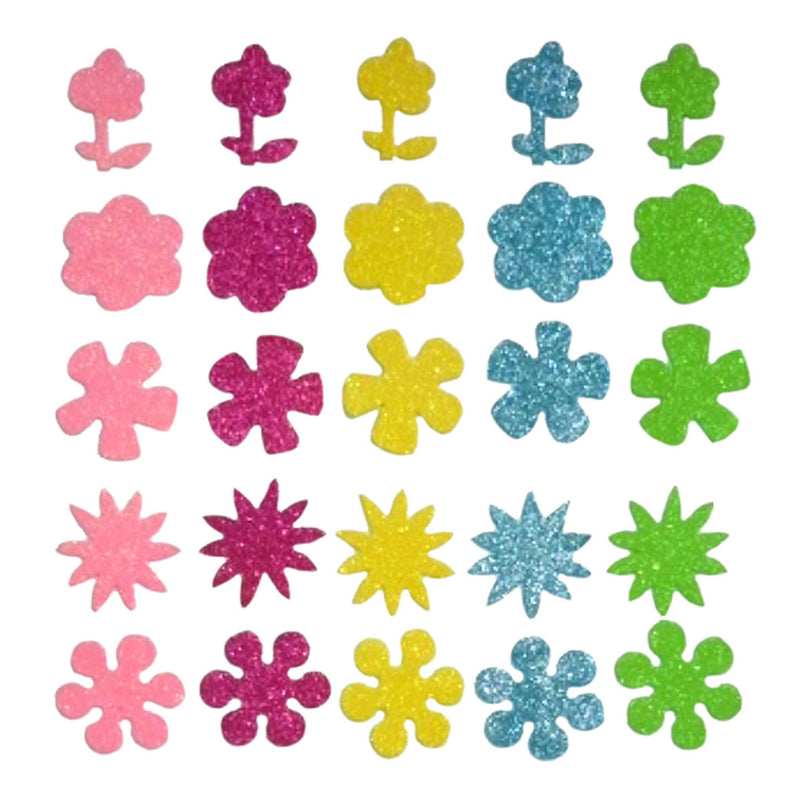 Load image into Gallery viewer, Haza witbaard foamstickers bloemen glitter, 25st.