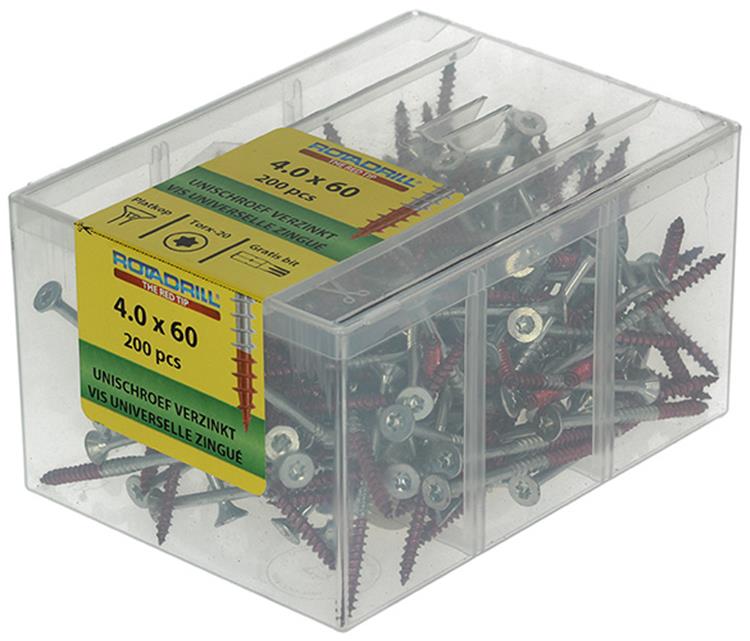 Load image into Gallery viewer, Rotadrill 1039996 - universeelschroef vktx vz 4.0x60mm (200) | 4 stuks