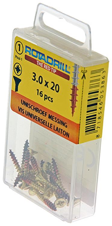 Load image into Gallery viewer, Rotadrill 1039887 - universeelschroef messing vk pzd 3,0x20mm (16) | 6 stuks