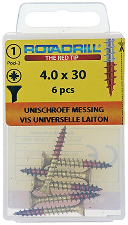 Load image into Gallery viewer, Rotadrill 1039890 - universeelschroef messing vk pzd 4,0x30mm (6) | 6 stuks