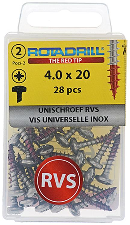 Load image into Gallery viewer, Rotadrill 1039878 - universeelschroef ck pzd rvs 4.0x20mm (28) | 6 stuks