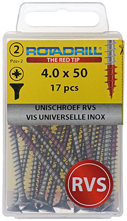 Load image into Gallery viewer, Rotadrill 1039867 - universeelschroef vk pzd rvs 4.0x50mm (17) | 6 stuks