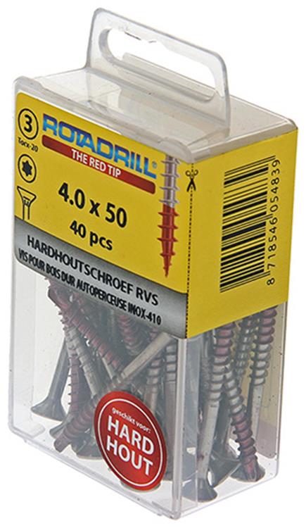 Load image into Gallery viewer, Rotadrill 1039900 - hardhoutschroefzelfb.sppls.rvs t20 4.0x50mm (40) | 6 stuks