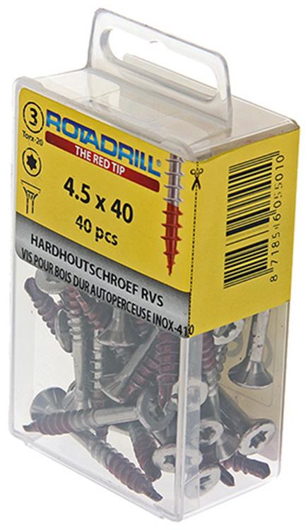 Load image into Gallery viewer, Rotadrill 1039901 - hardhoutschroef zelfb.sppls.rvs t25 4.5x40mm (40) | 6 stuks