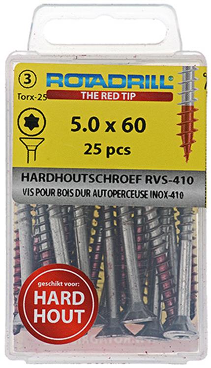 Load image into Gallery viewer, Rotadrill 1039905 - hardhoutschroefzelfb.sppls.rvs t25 5.0x60mm (25) | 6 stuks