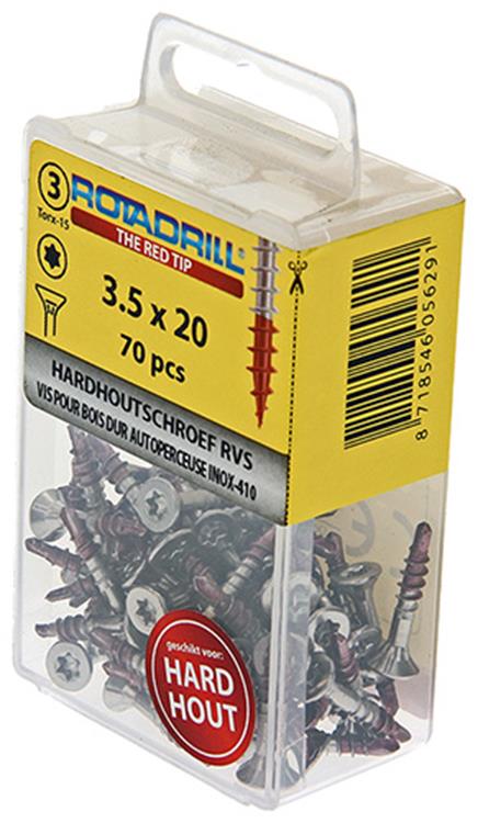 Load image into Gallery viewer, Rotadrill 1039896 - hardhoutschroef zelfb.sppls.rvs t15 3.5x20mm (70) | 6 stuks