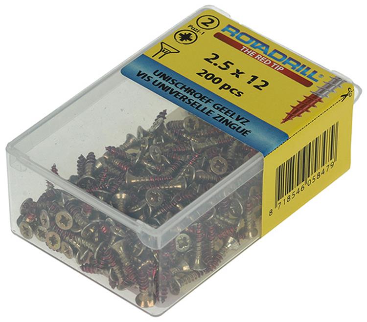 Load image into Gallery viewer, Rotadrill 1039789 - universeelschroef vk pzd glvz 2,5x12mm(200) | 6 stuks