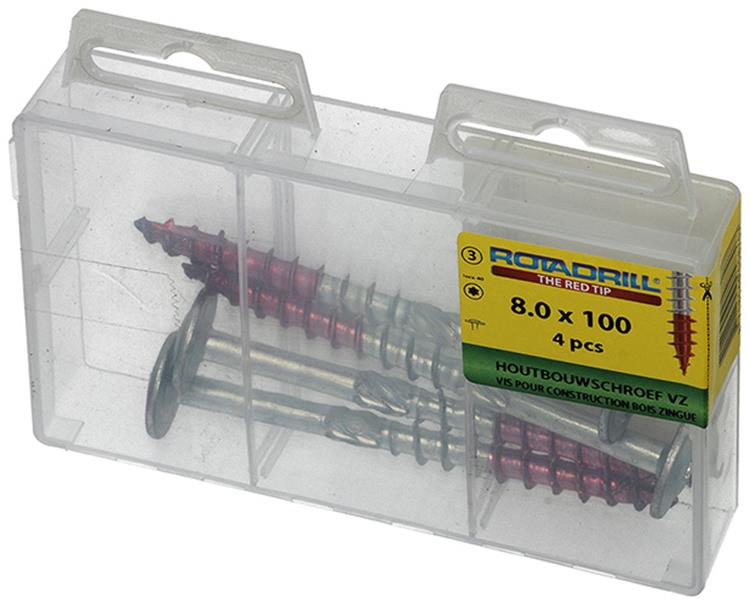 Load image into Gallery viewer, Rotadrill 1039921 - houtbouwschroef tellerkop vz tx 8.0x100mm(4) | 6 stuks