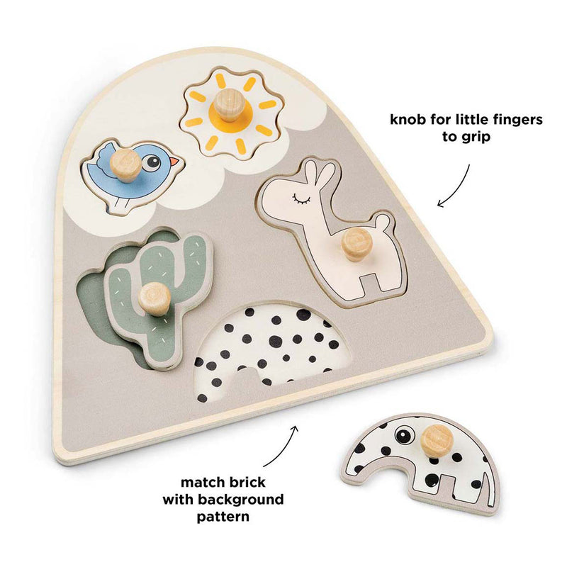 Load image into Gallery viewer, Done by deer houten noppenpuzzel lalee beige, 5st.