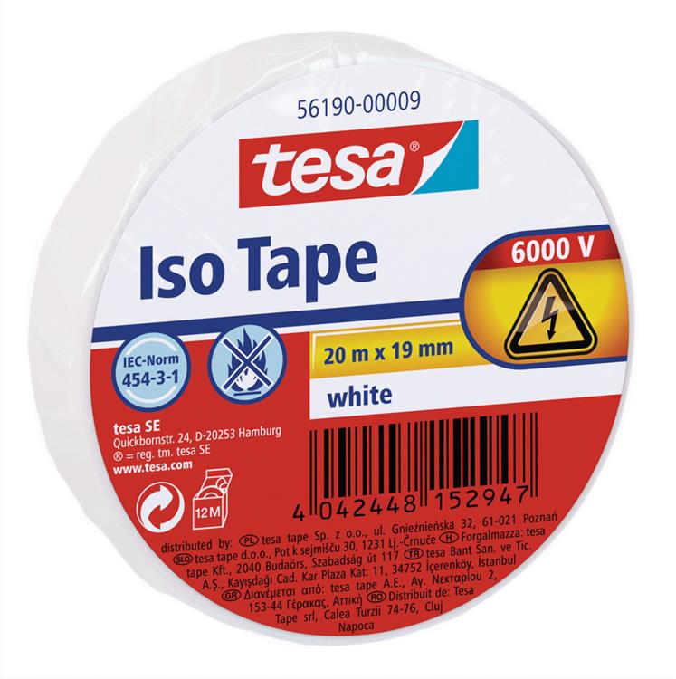Afbeelding laden in galerijviewer, Tesa ® isolatietape - voor het isoleren en bundelen van elektrische kabels, soft pvc, 20m:19mm, wit