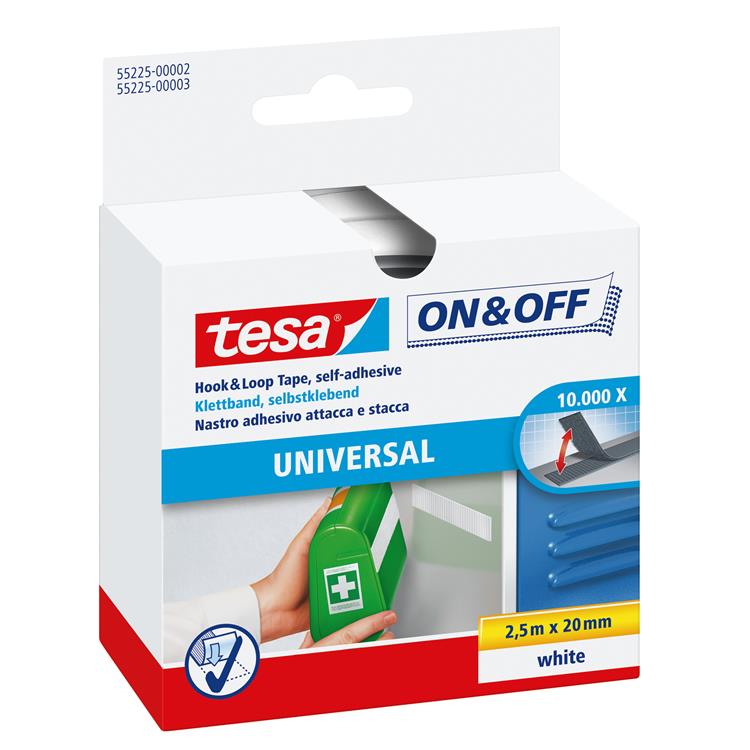 Load image into Gallery viewer, Tesa klittenband on off zelfklevend voor lichte voorwerpen bevestigen – wit 2cm x 250cm