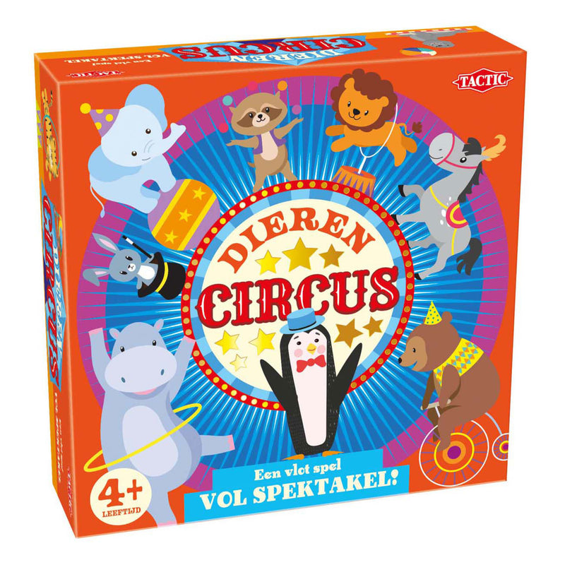 Load image into Gallery viewer, Tactic dierencircus – bordspel – familiespel – extra groot speelbord van 60 cm doorsnede – 5 houten dieren – 4 grote verzameltenten van 24x24 cm - vanaf 4 jaar